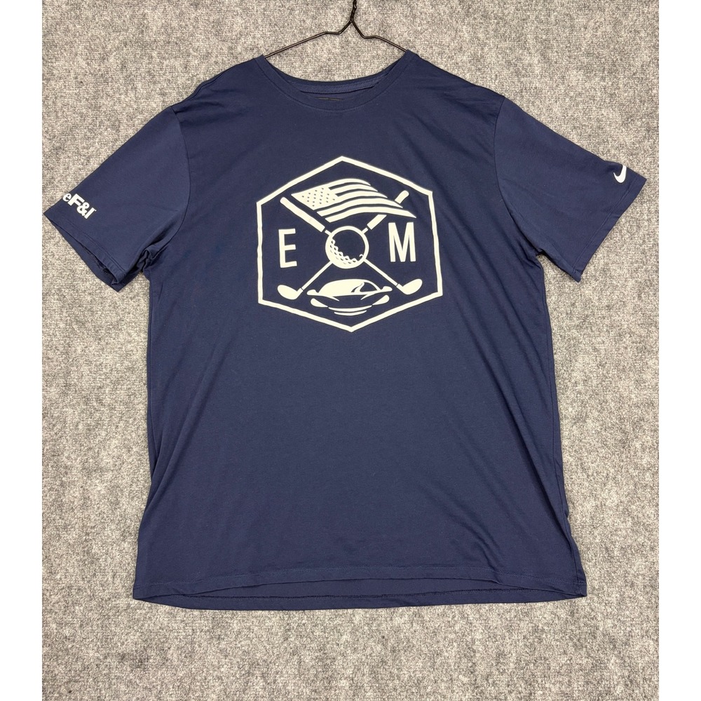 Nike Dri-FIT Mens XL Navy Blue Graphic Golf T-Shirt EOM 2026 Short Sleeve Tee